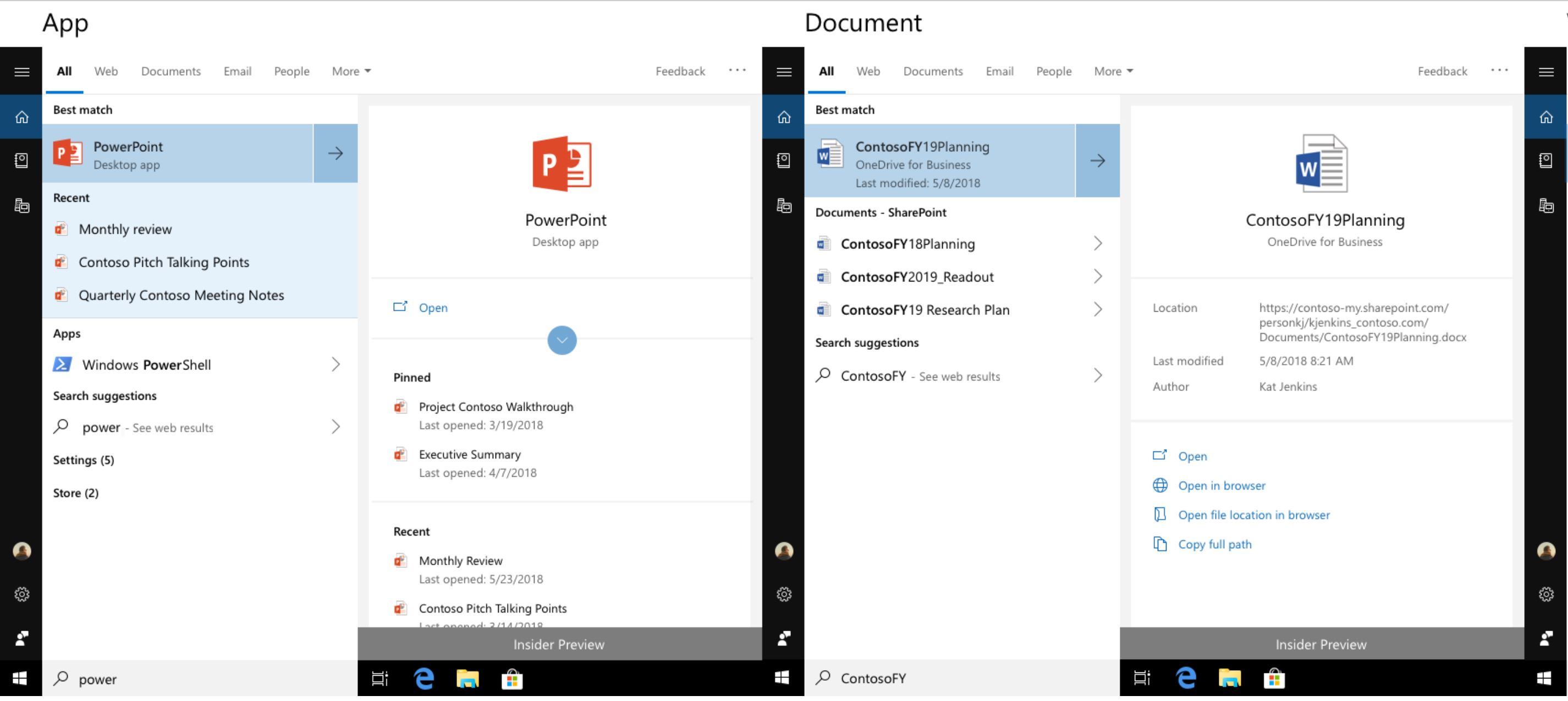 Microsoft brings improved search previews with support for apps and documents
