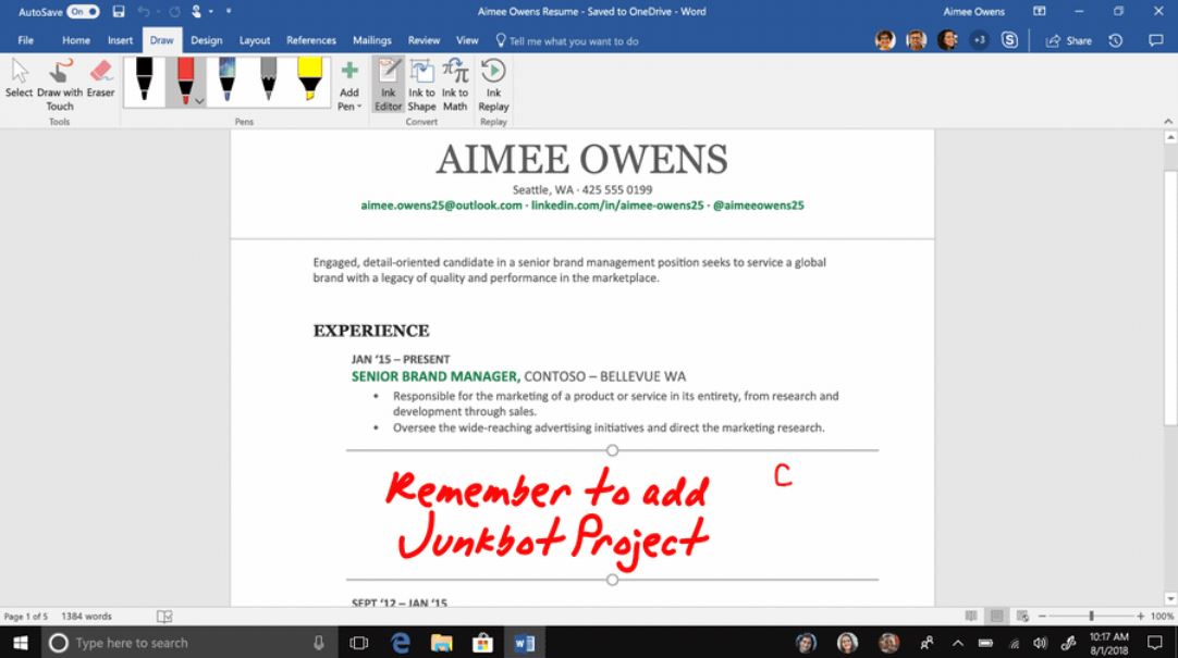 Microsoft brings new ink gestures in Word and ink analysis in PowerPoint