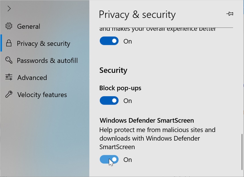 microsoft edge settings