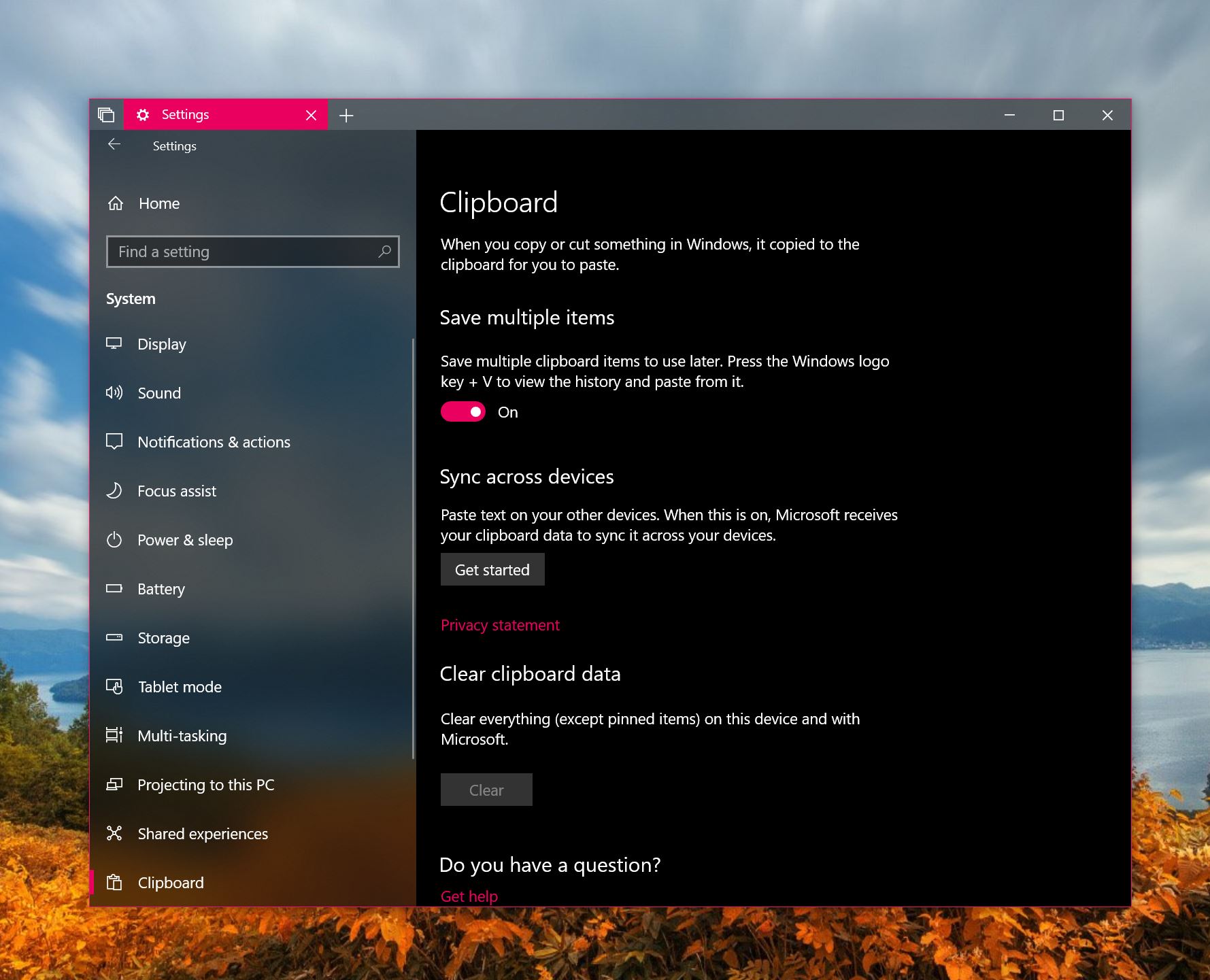 How to set up Cloud Clipboard in the Windows 10 October Update