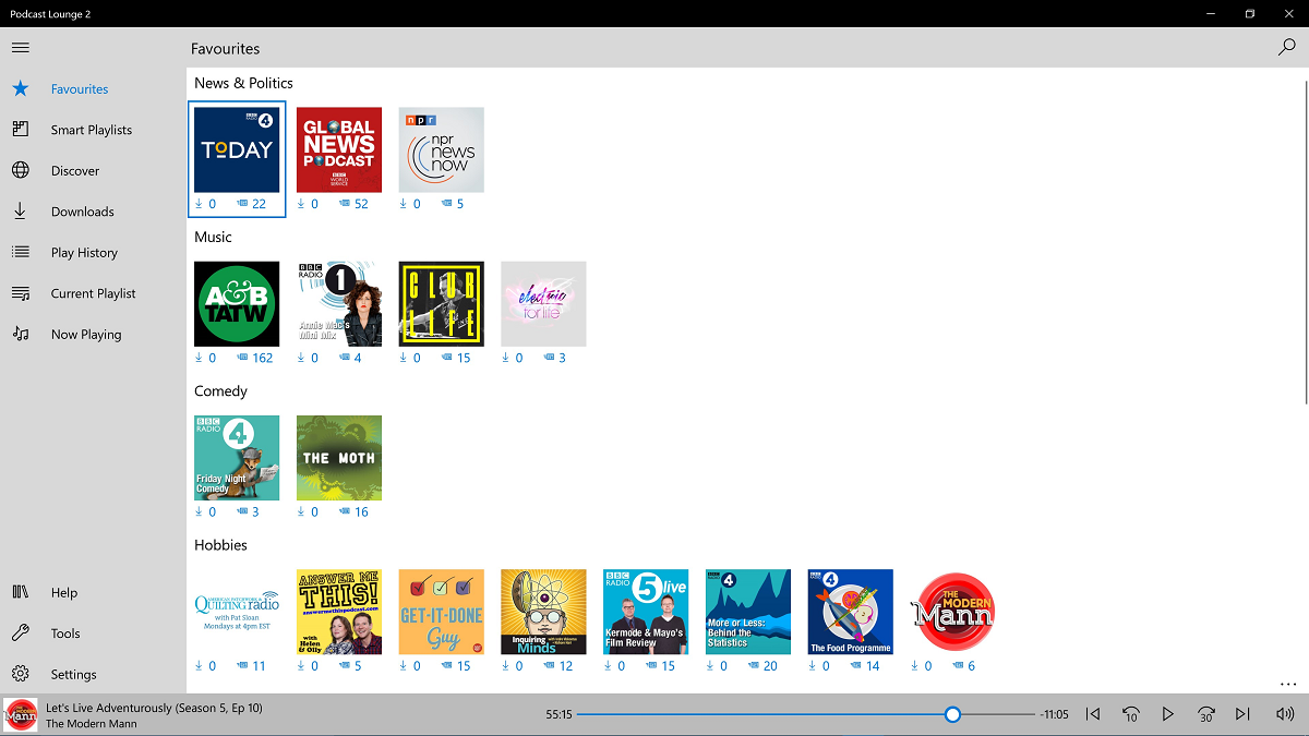 Podcast Lounge 2 lets you listen to podcasts on your desktop