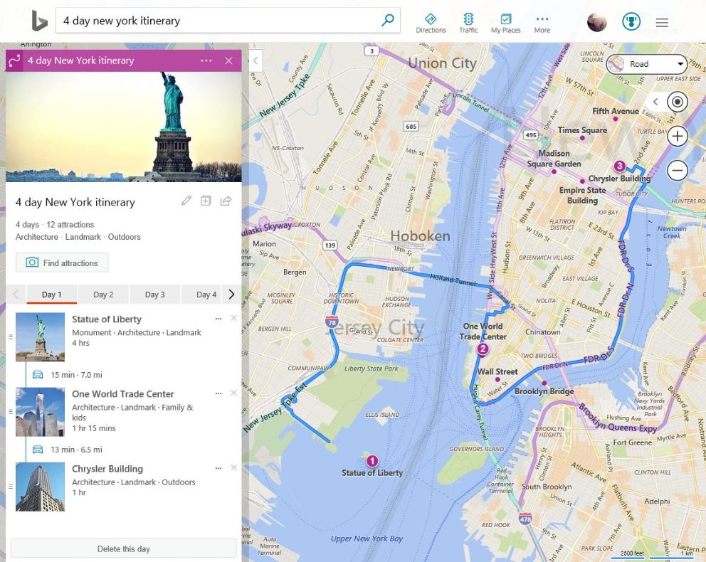 Bing Maps now allows users to customize itineraries to make them their own