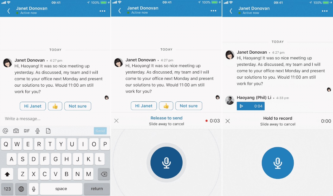 You can now send voice messages on LinkedIn