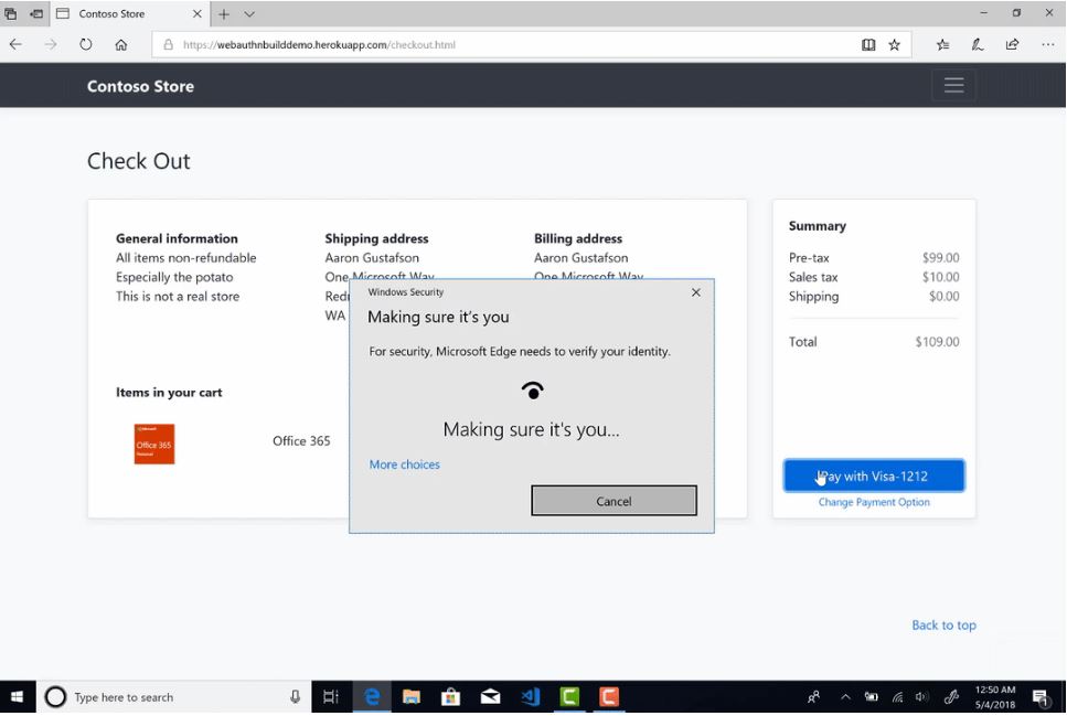 Microsoft announces support for the Web Authentication in Microsoft Edge