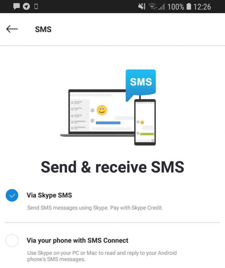 send sms message with skype