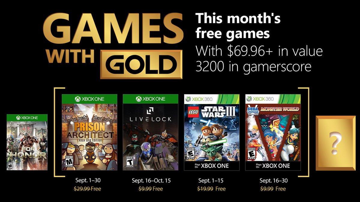 September’s Games with Gold include Prison Architect and LEGO Star Wars III: The Clone Wars