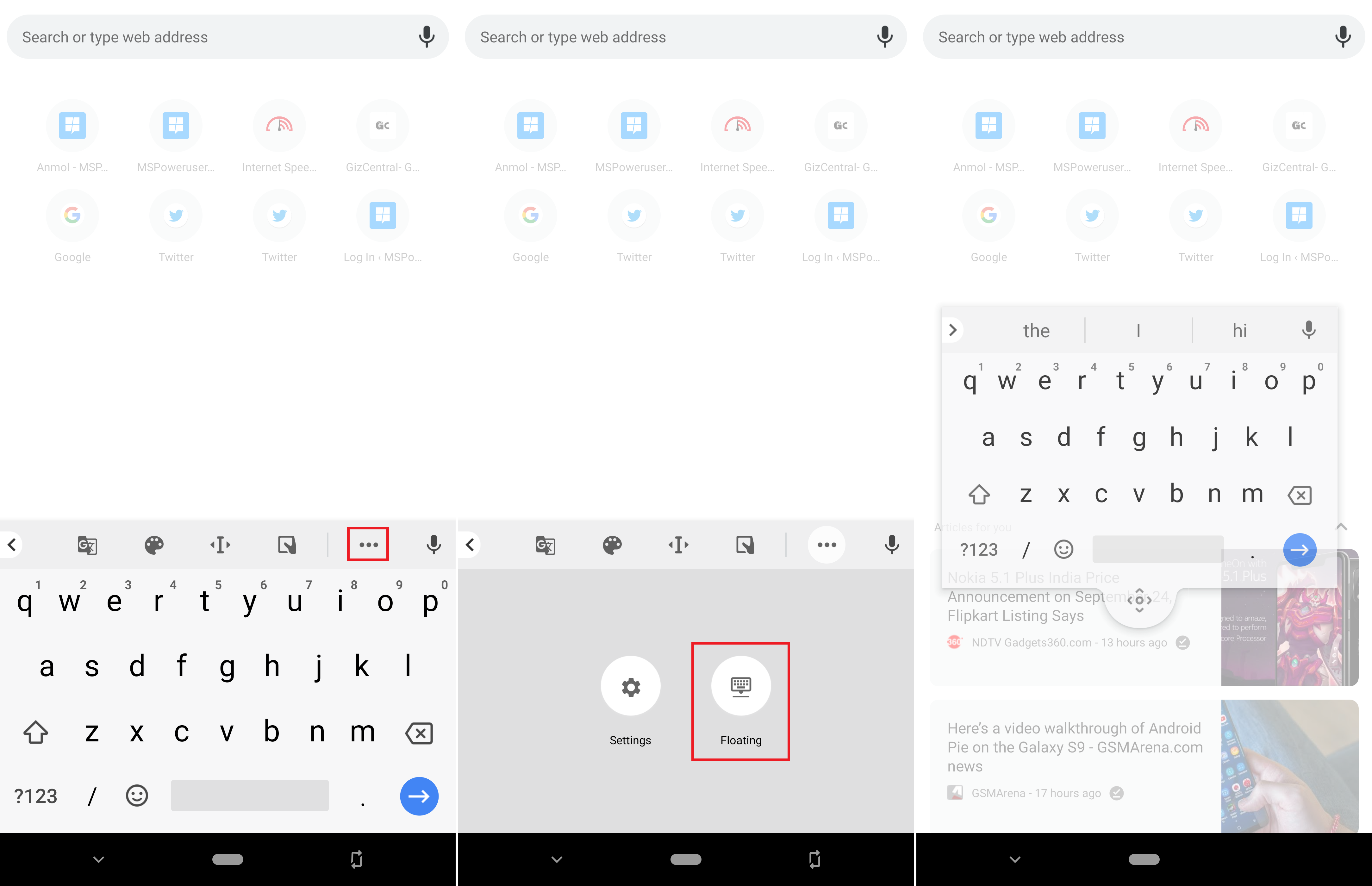 google floating keyboard