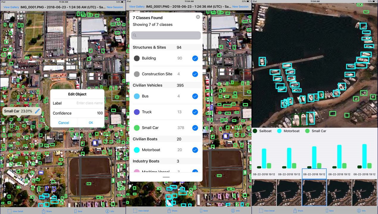Microsoft Garage’s Earth Lens app can be used to analyze objects in aerial imagery