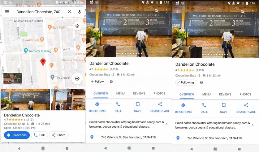 Ny Google Maps-opdatering giver dig mulighed for at "Følge" steder