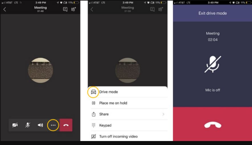 Microsoft Teams Drive Mode
