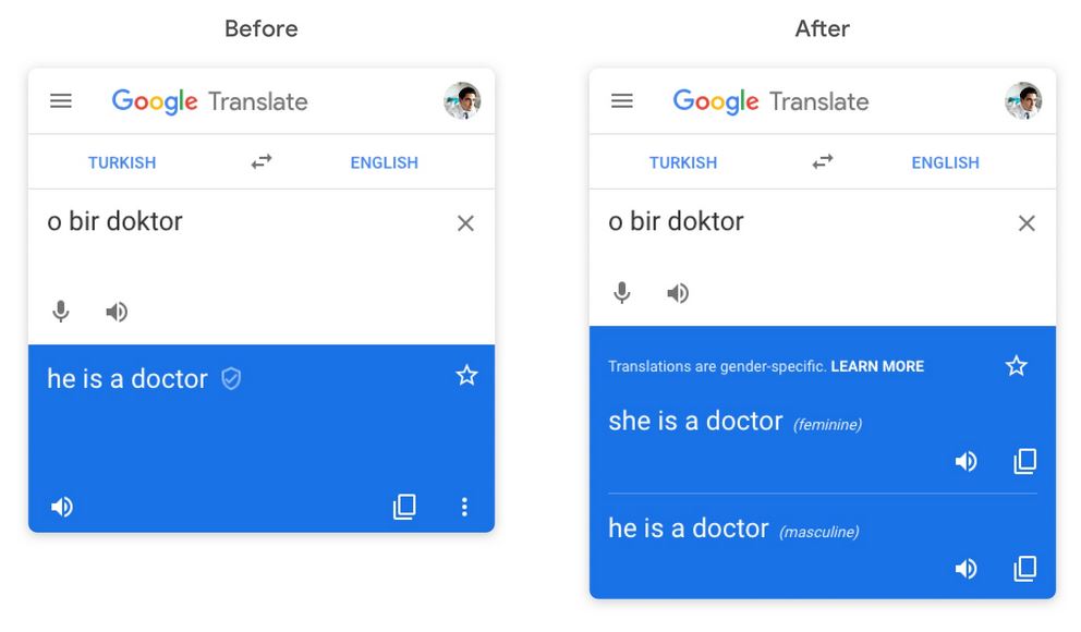 Google announces gender-specific translations on the Google Translate website