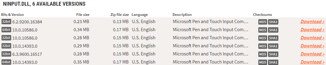 download missing dll files