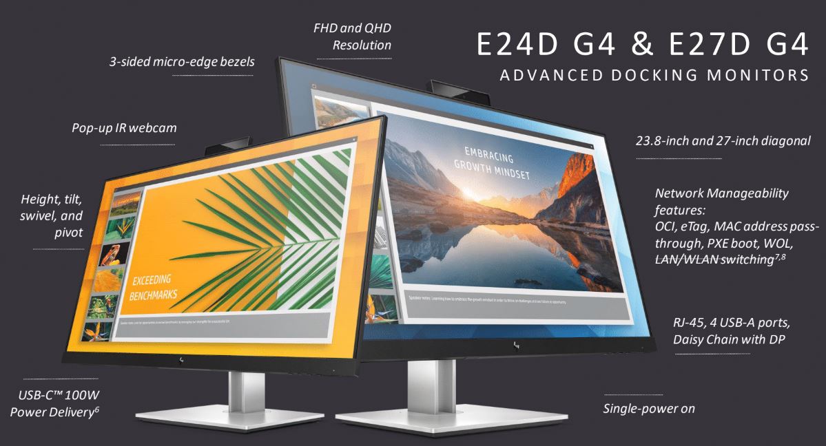 HP’s new docking monitors come with pop-up IR webcam and single power-on feature
