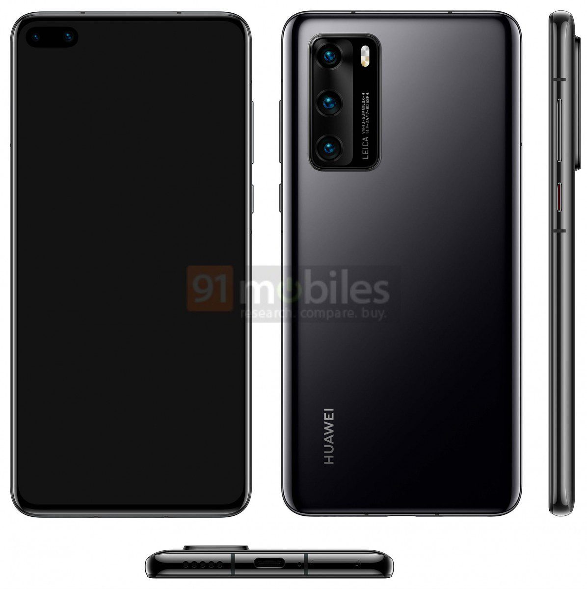 Huawei P40 smartphone to feature a dual punch camera, triple rear camera, suggests leaked render