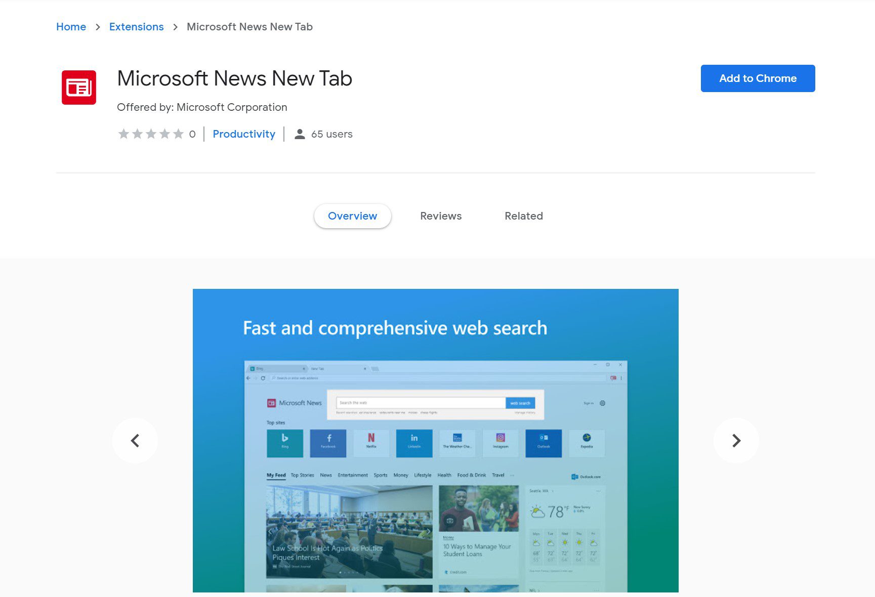 msn new tab extension