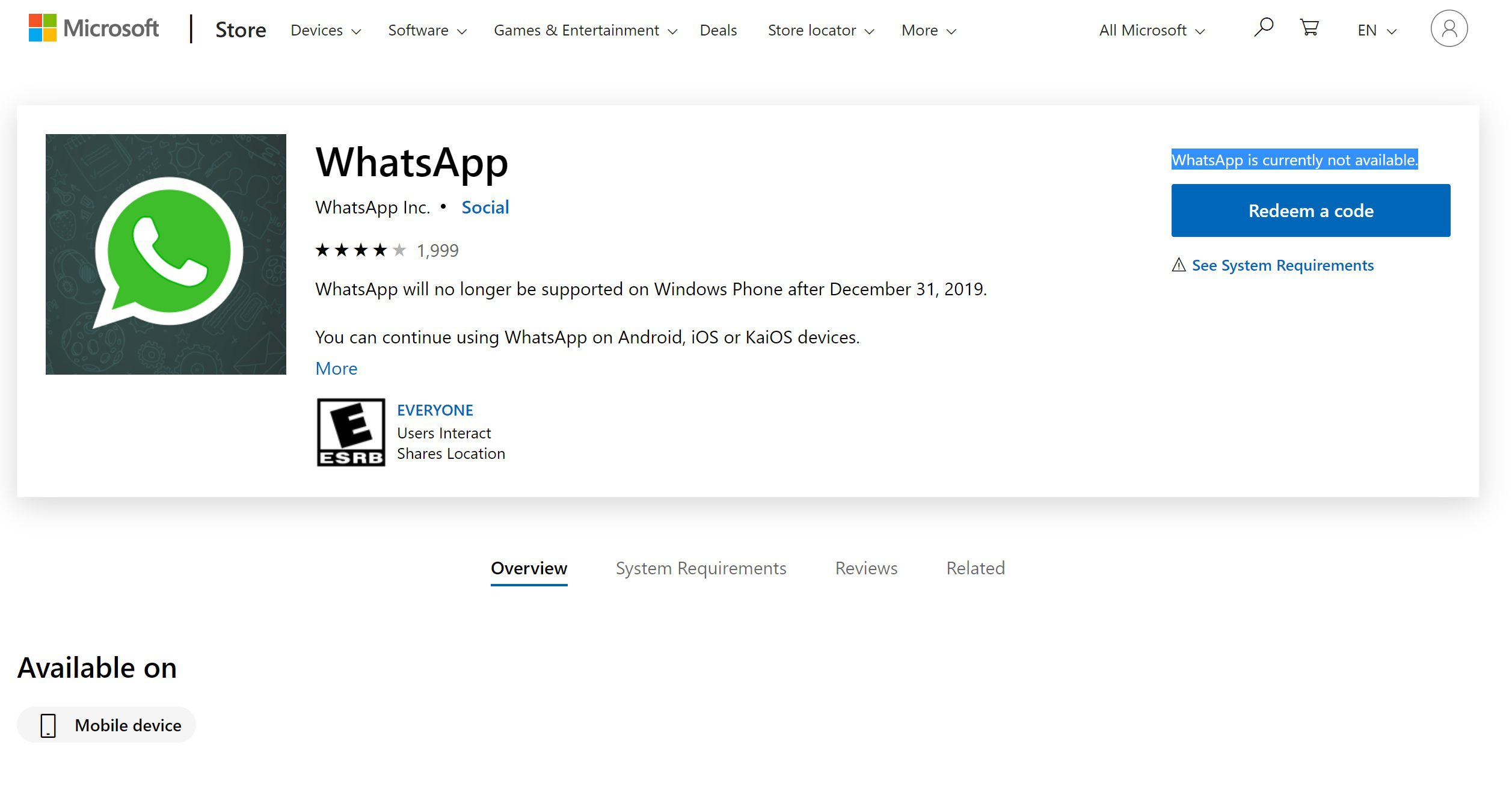 WhatsApp удаляет свое приложение для Windows Phone из магазина Microsoft  Store