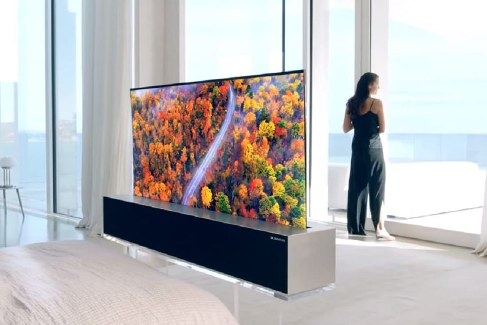 LG showcases a ceiling mounted rollable TV at CES 2020