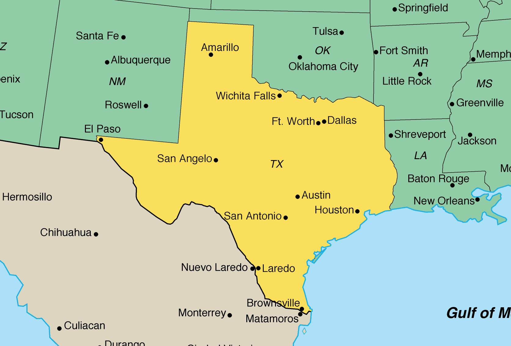 map of Texas, USA