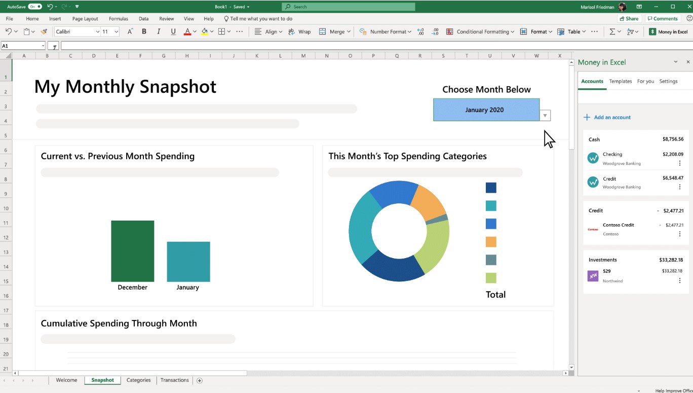 Microsoft Excel låter dig snart analysera dina pengar och utgifter