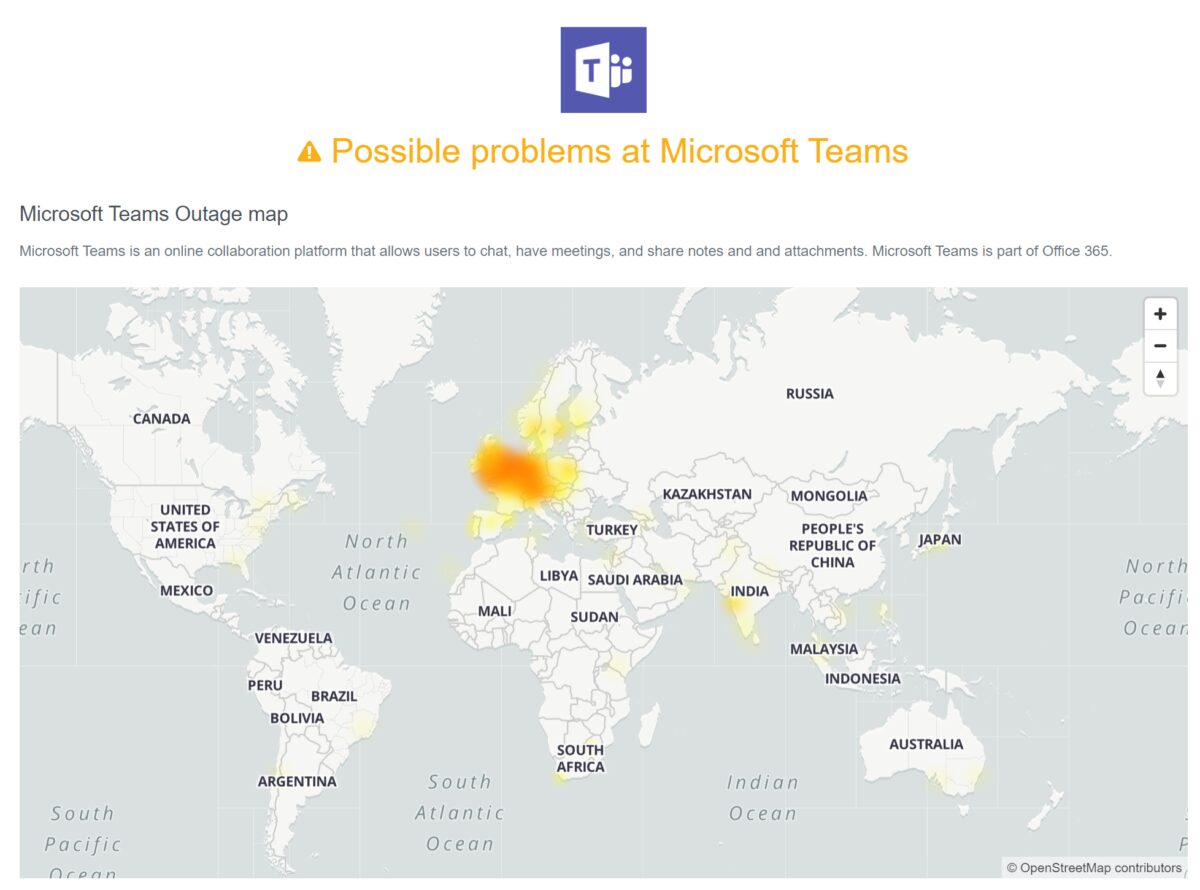 Microsoft Teams is currently experiencing outage in Europe