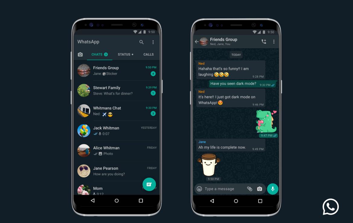  WhatsApp  for iOS  and Android updated with dark  mode 