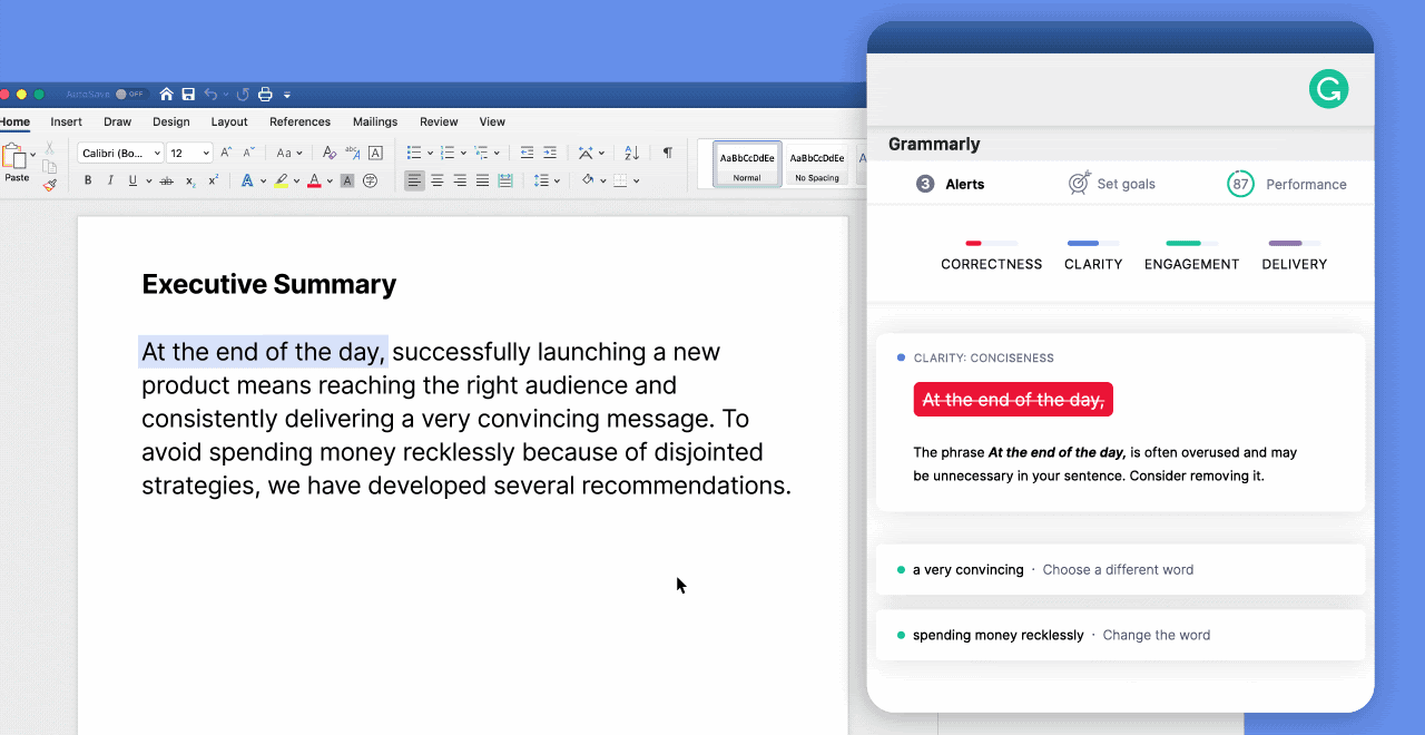 grammarly for word