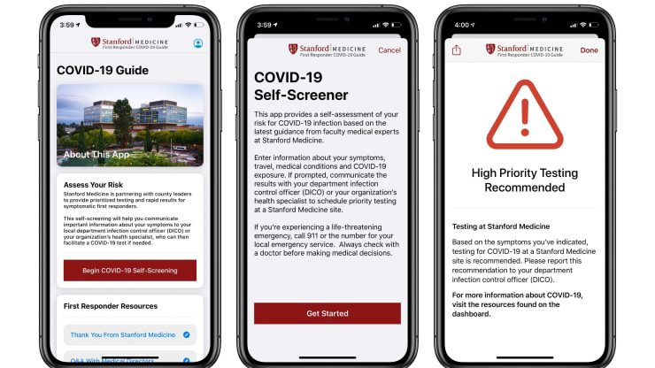 Apple and Stanford release an app to assist COVID-19 first responders