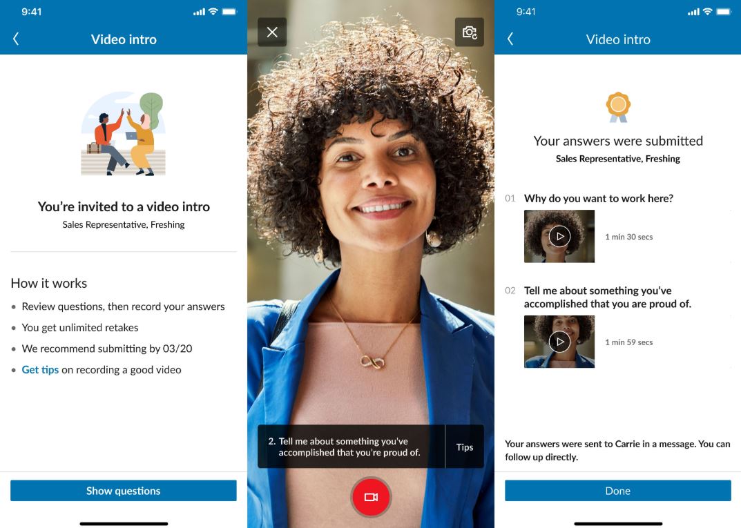 LinkedIn announces new video introduction and Interview preparation feedback tool features