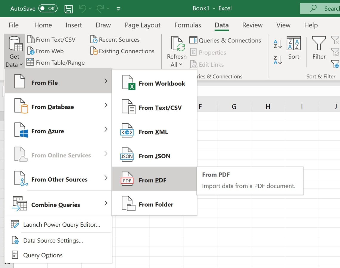 extract specific data from pdf to excel