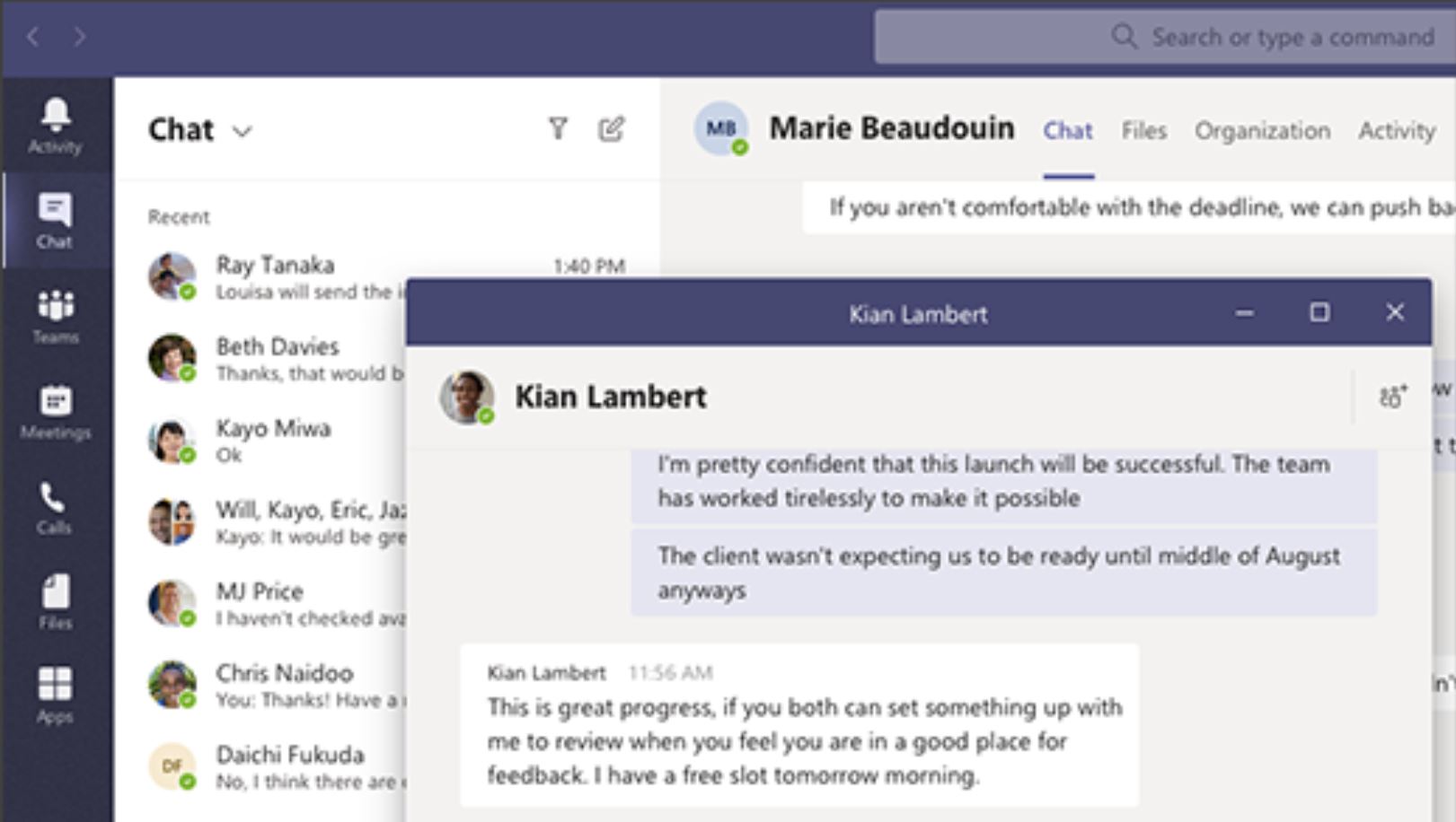 Microsoft Teams now allows you to instantly pop out chat into a separate window