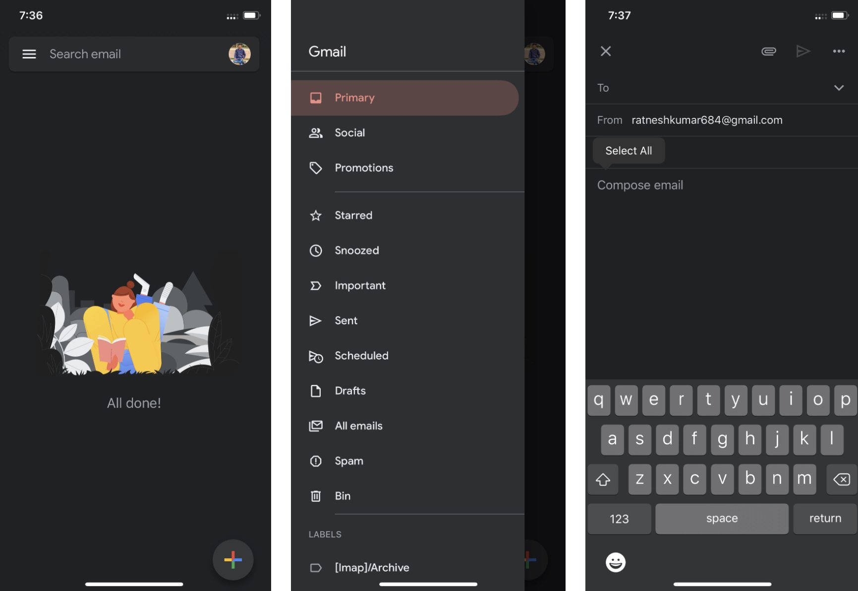 gmail dark mode