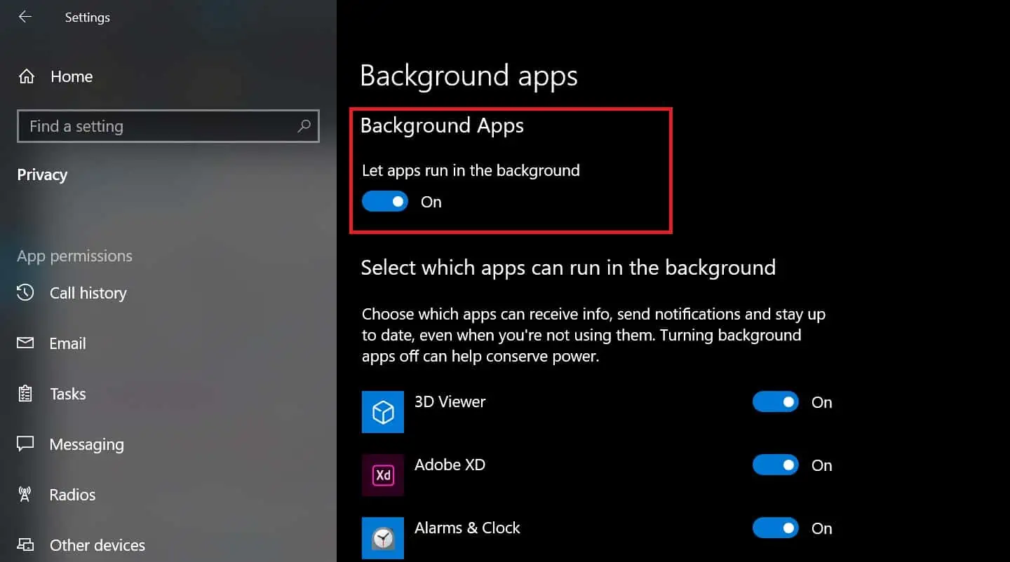 Here is how to disable  from running in the background -  MSPoweruser