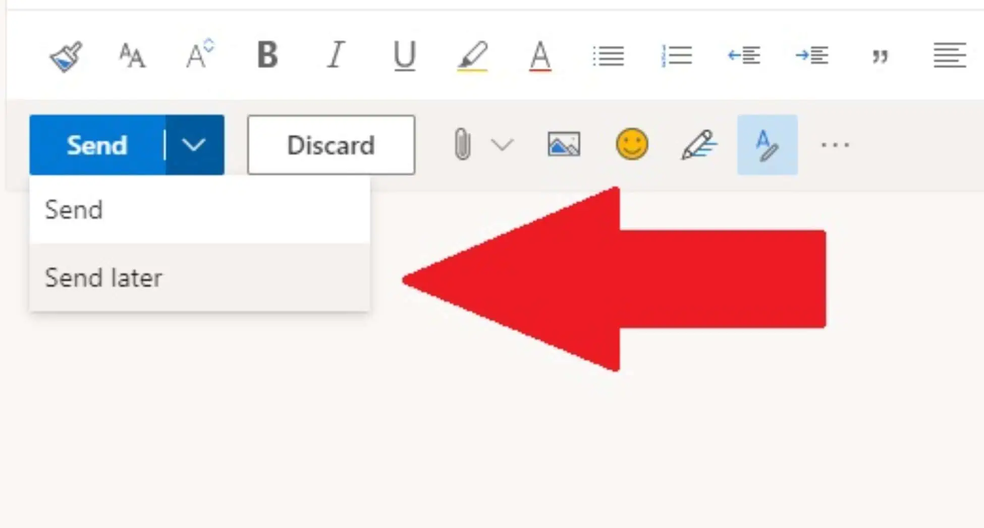 where is the send button on outlook