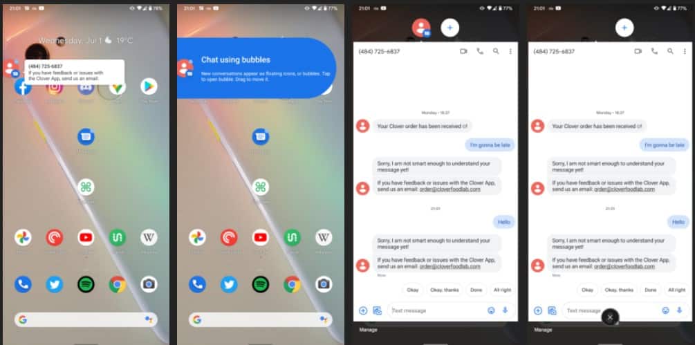 android messages bubbles