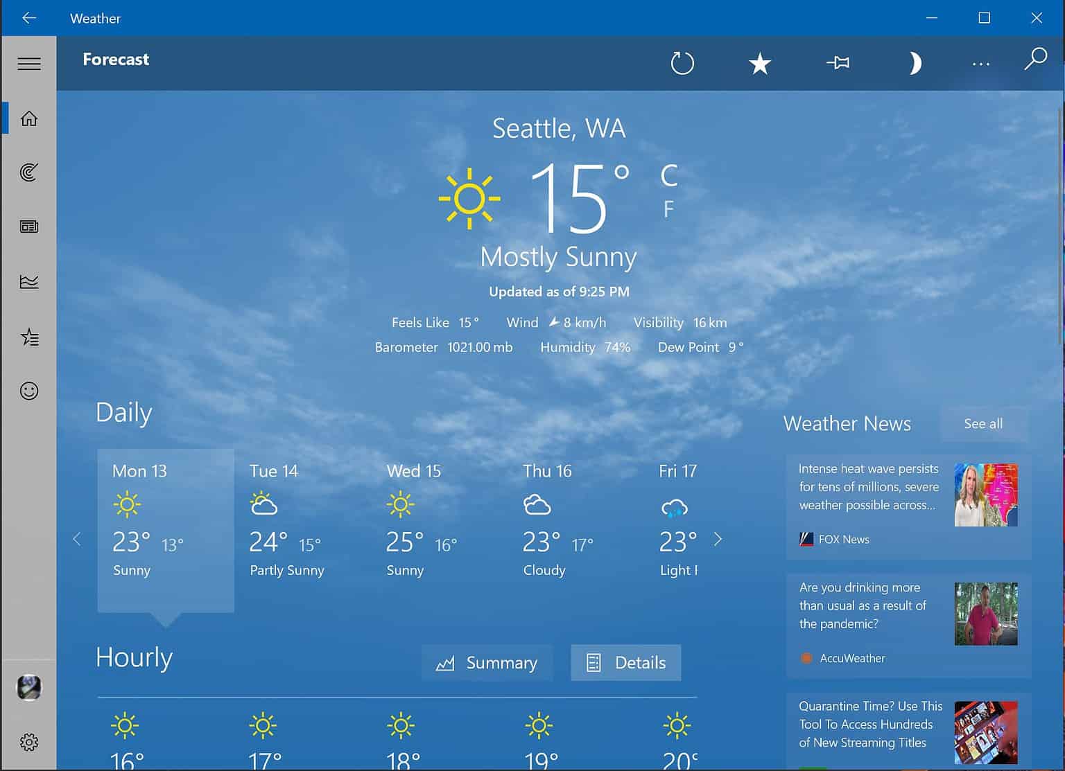 MSN Weather app for Windows 10 updated with a new improvement - MSPoweruser