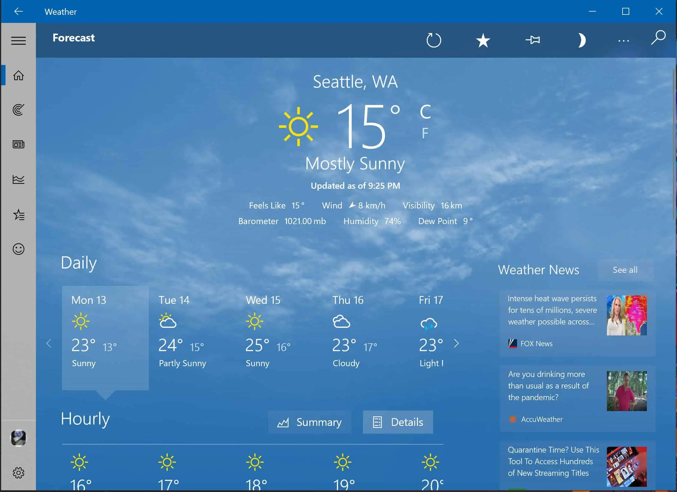 MSN Weather Windows 10