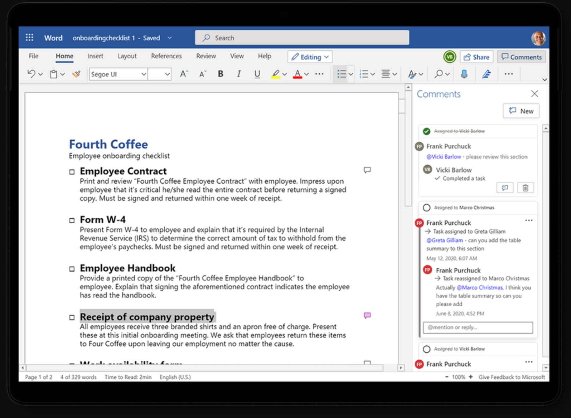 Microsoft now allows you to assign tasks using comment mentions in Word and Excel MSPoweruser