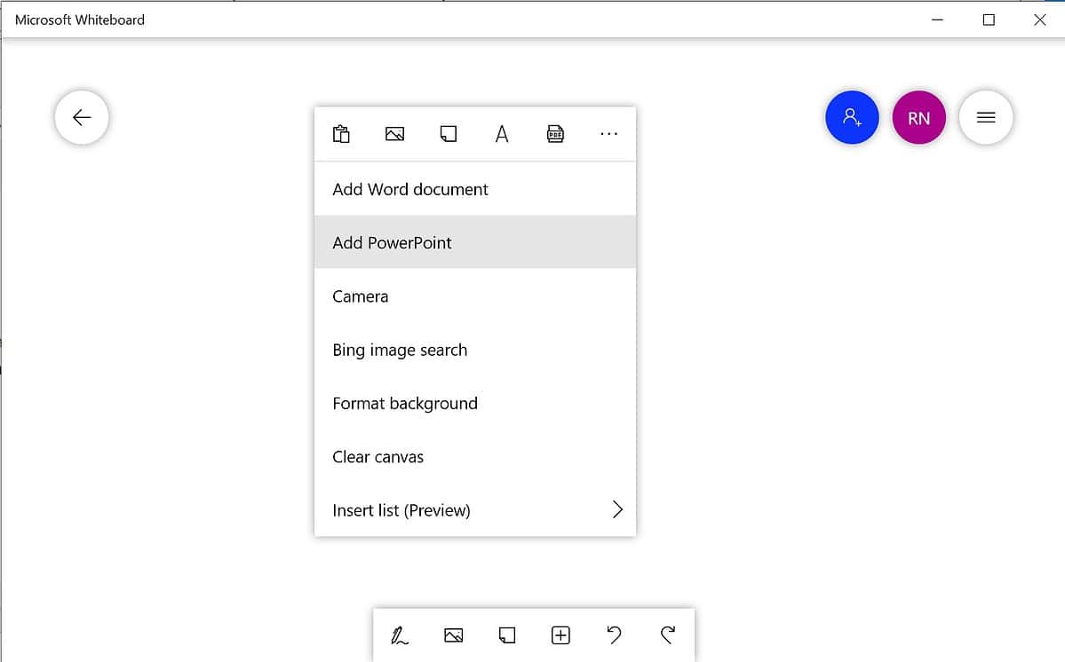 Microsoft Whiteboard for Windows 10 updated with new layouts for
