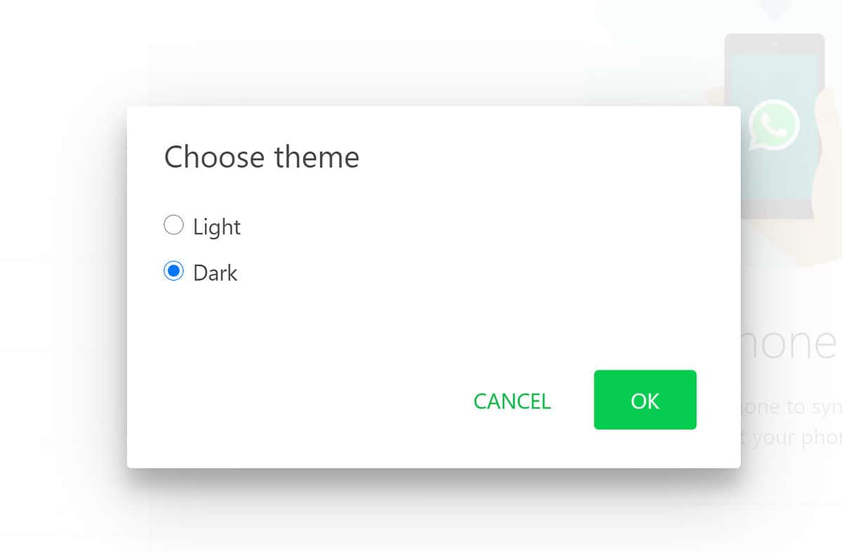 mode sombre whatsapp web