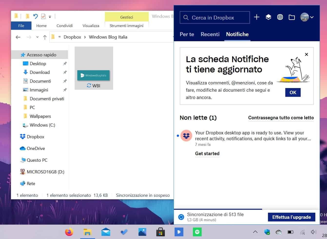 how to us dropbox windows 10 app