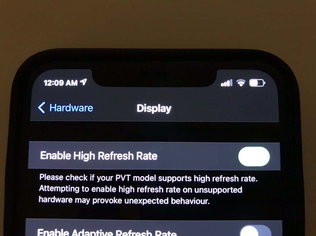 iphone 12 screen refresh rate settings