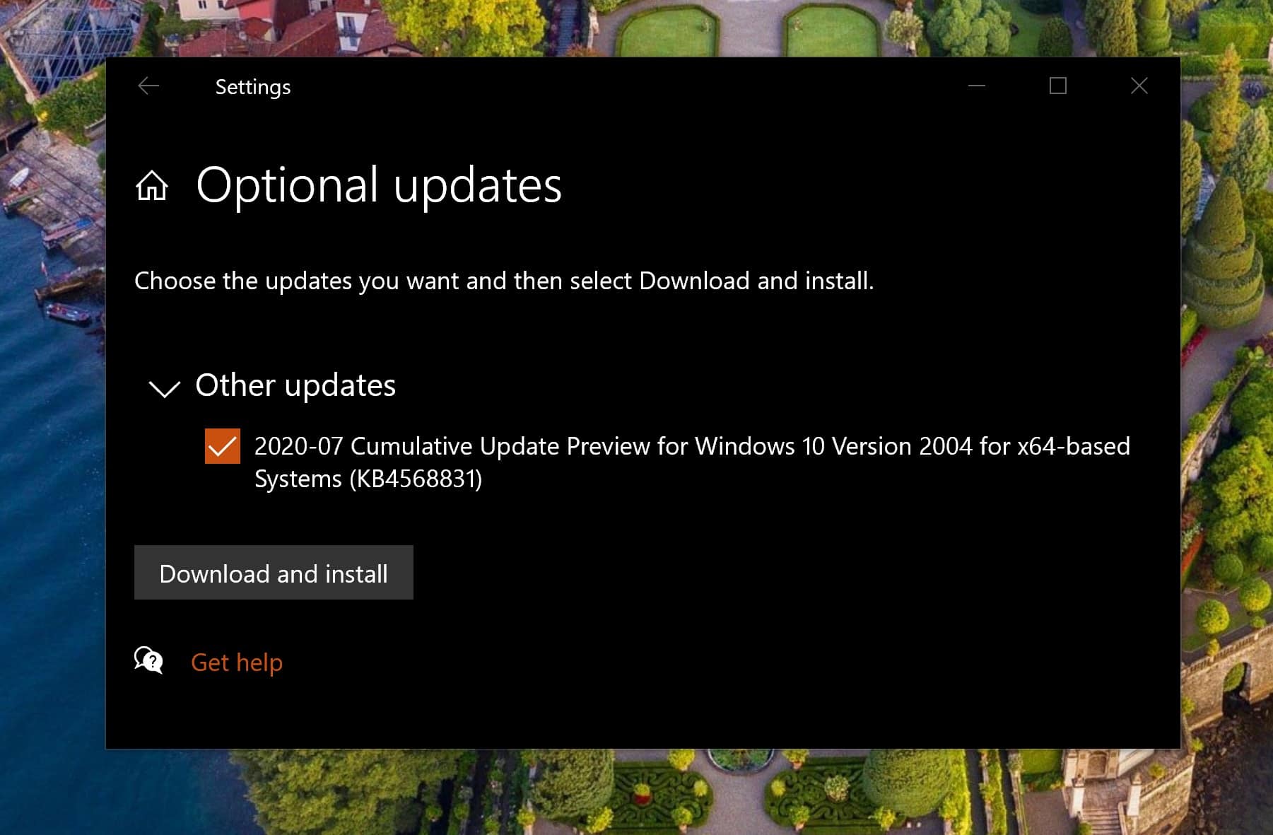 Update option