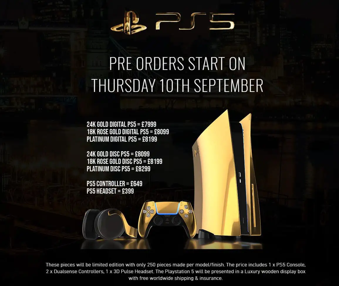 24K gold PS5 preorder