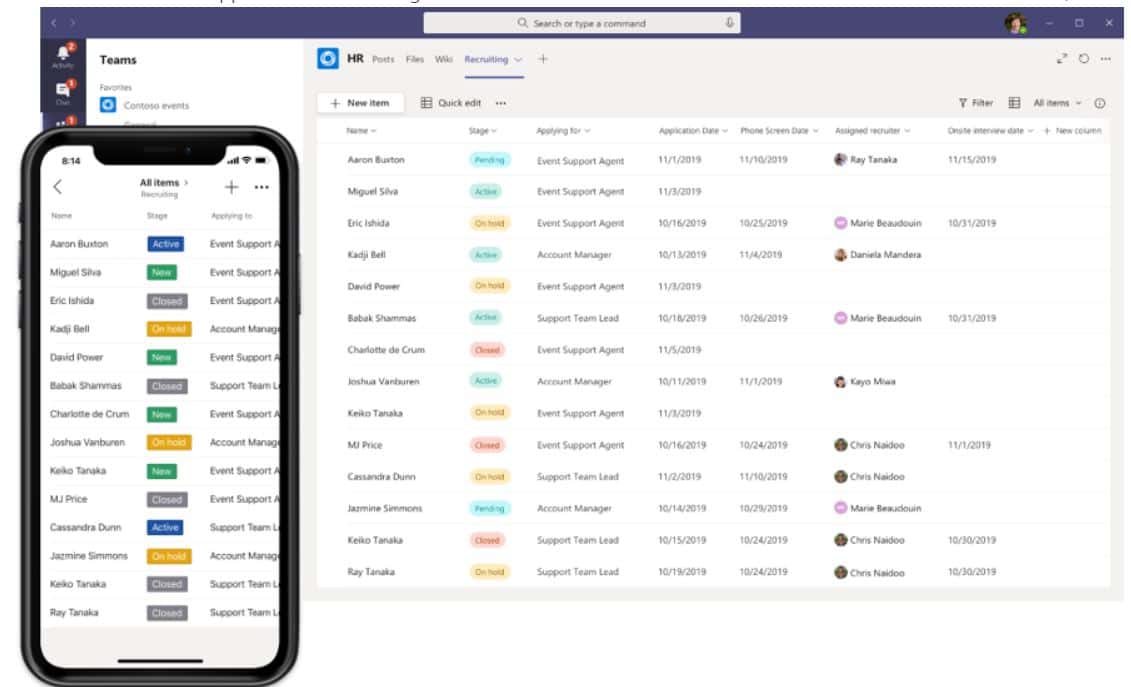 ms teams list view