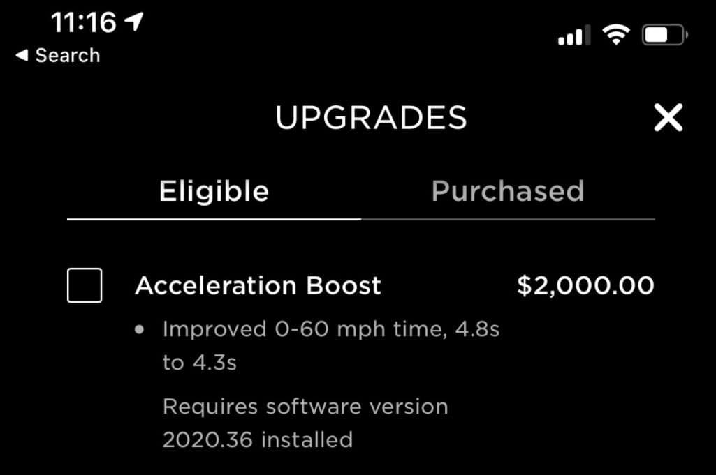 Tesla Acceleration Boost