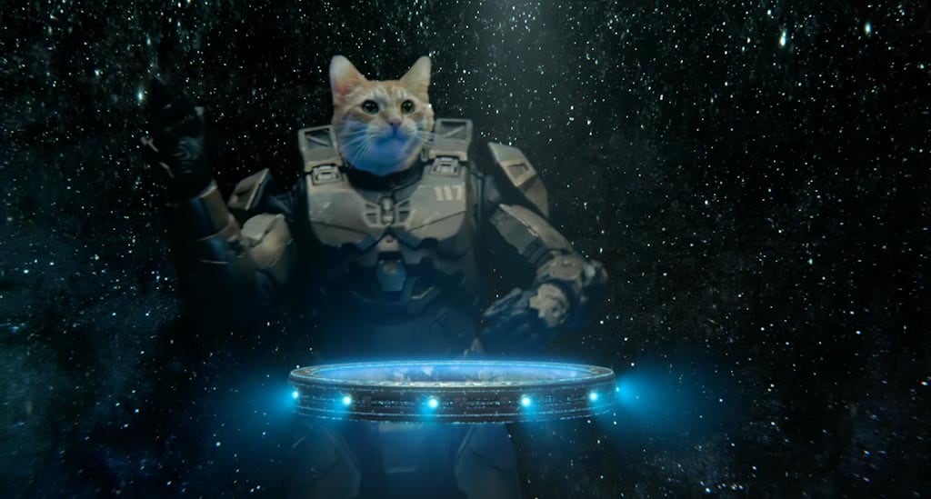 Taika Waititi Xbox Power Your Dreams advert showing Master Chief as a cat DJ