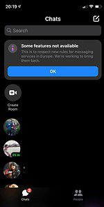 Facebook Messenger/ Instagram says "Some features not available". Here