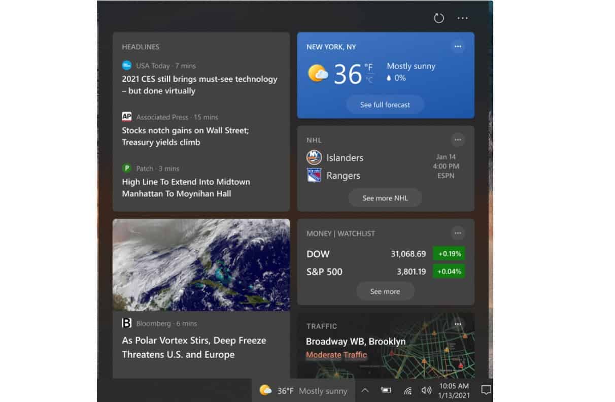 Microsoft acknowledges issues with blurry Windows 10 News and Interests taskbar widget