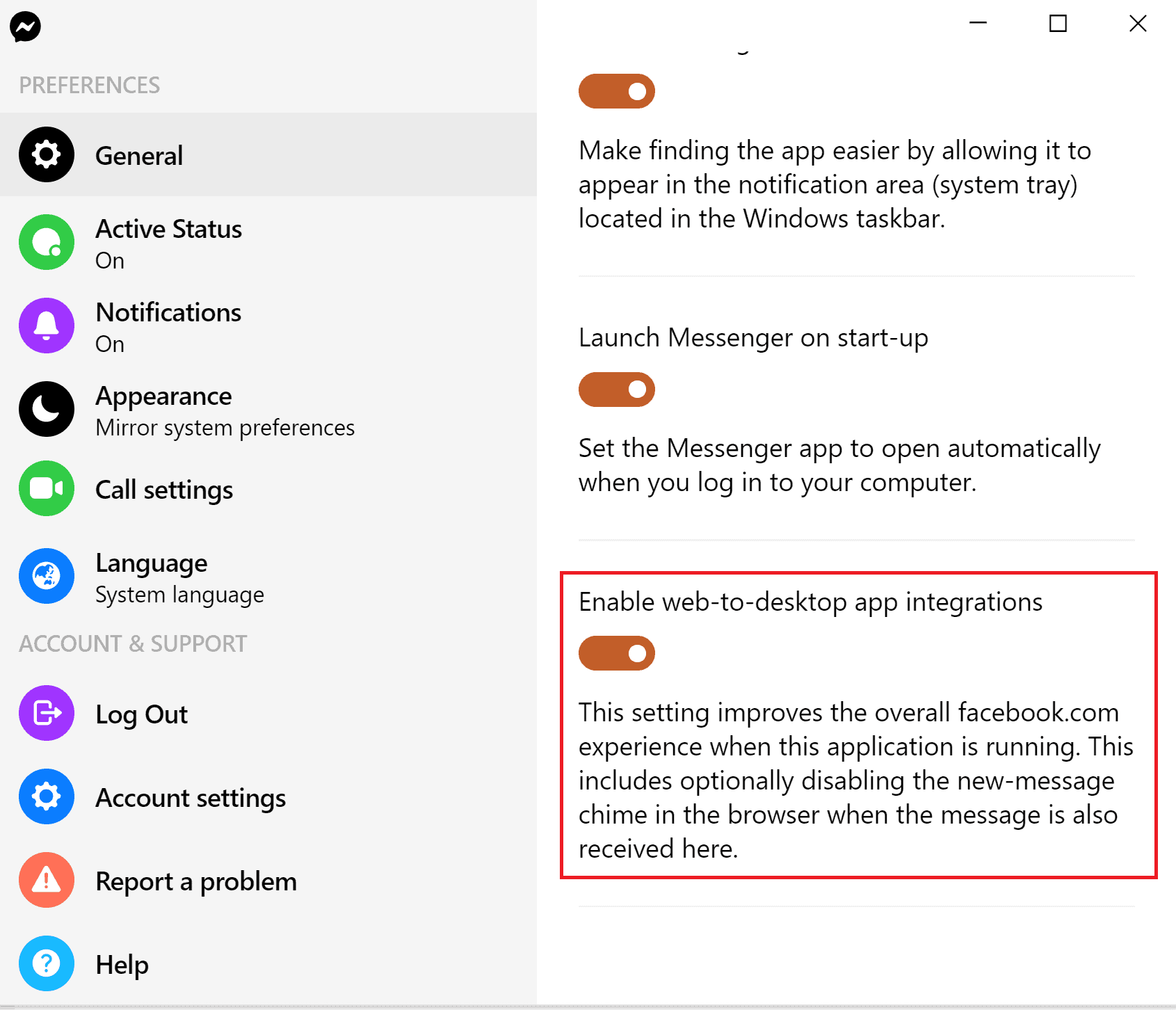 facebook messenger app settings