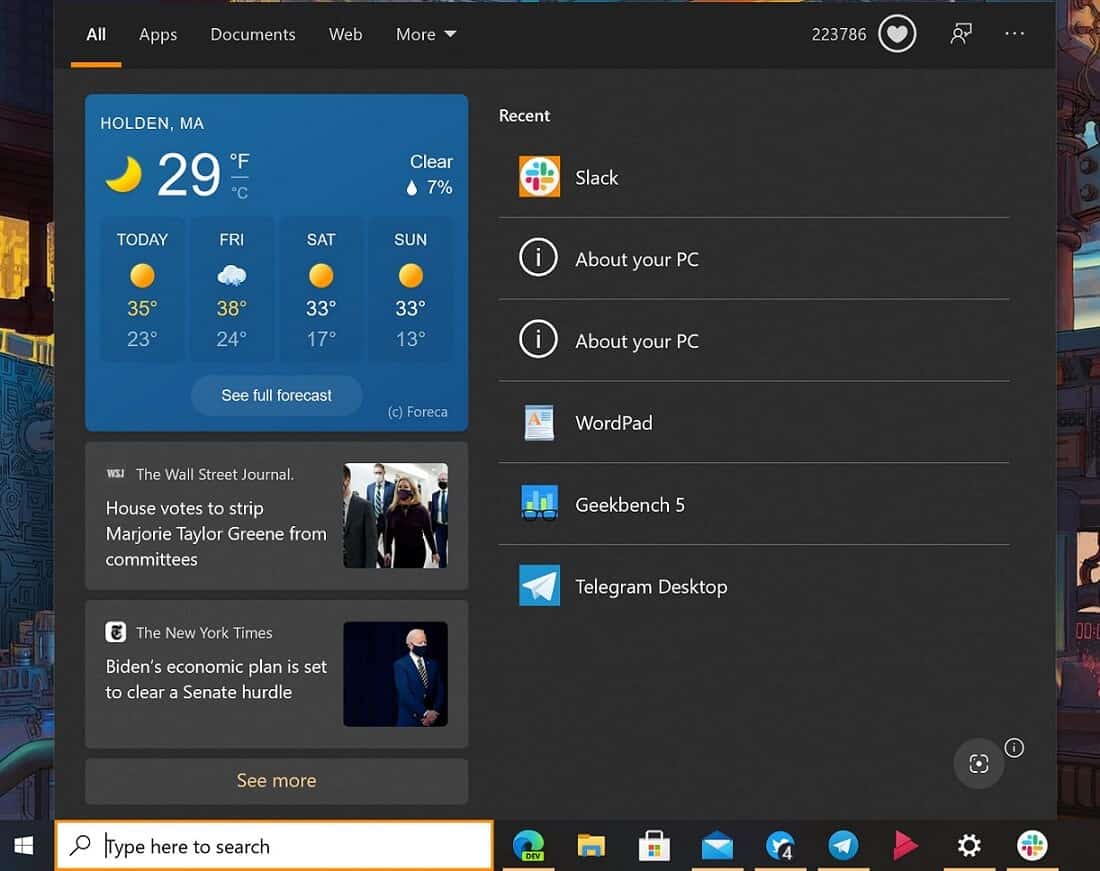 Windows-Search-weather-UI